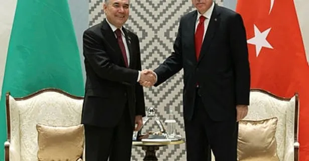 Son dakika: Başkan Erdoğan Türkmenistan eski Cumhurbaşkanı Berdimuhammedov ile görüştü