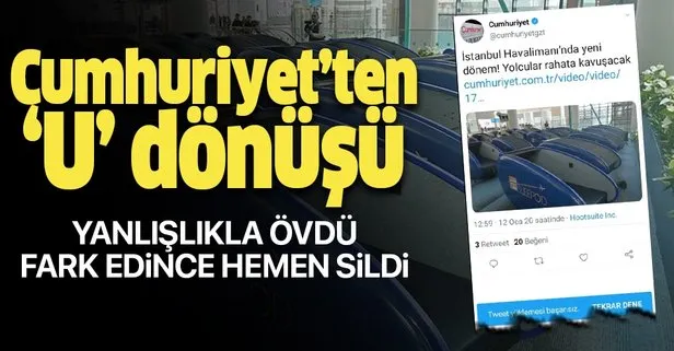 İstanbul Havalimanı’ndaki hizmeti öven Cumhuriyet Gazetesi paylaşımını sildi