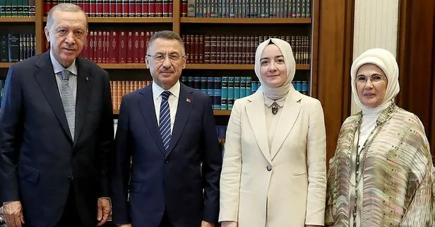 Fuat Oktay ile Hümeyra Şahin nişanlandı! Yüzüğü Başkan Erdoğan taktı