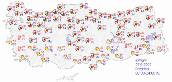 Meteorolojiden hafta sonu için yağış uyarısı! Kuvvetli fırtına ve gök gürültülü yağmur geliyor | 25 Haziran HAVA DURUMU-13