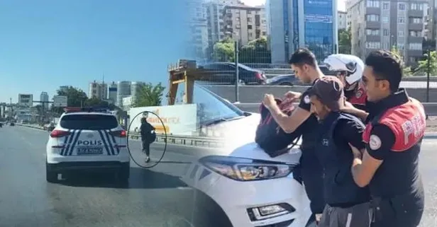 D-100'de panik! Yoldan geçenlere bıçakla saldırdı