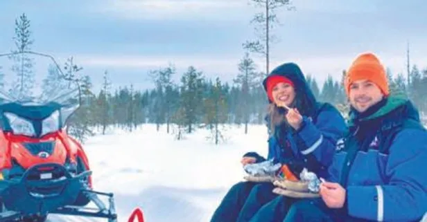 Larissa ile Burak Gacemer çiftinden eksi 10 derecede ziyafet