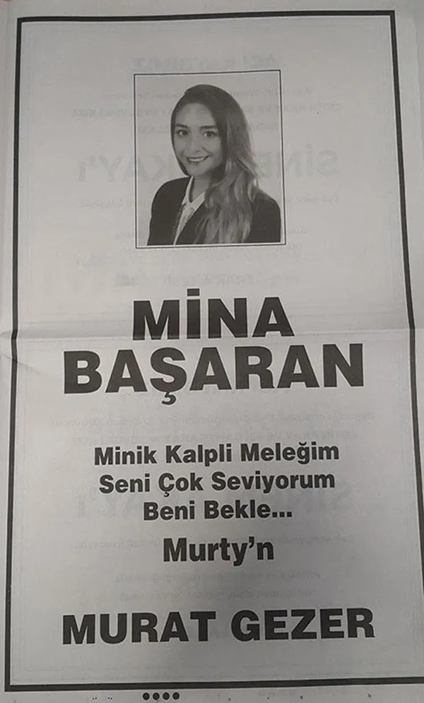 Mina Başaran'ın nişanlısı gazeteye bu ilanı verdi!-4