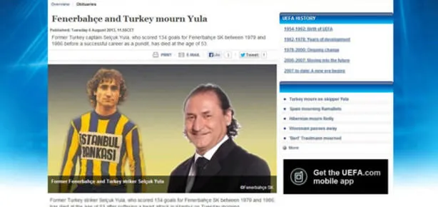 UEFA Selçuk Yula’yı unutmadı