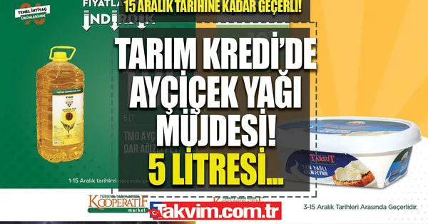 160 TL bile değil 150 TL altına düştü! ! Tarım Kredi 9 Aralık FİYAT LİSTESİ! Tarım Kredi’den 5 LT Ayçiçek yağına İNDİRİM müjdesi!