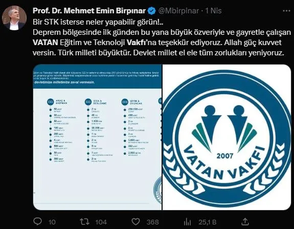 Vatan Vakfı 250 gönüllüyle deprem bölgesinde seferber oldu: "Devlet millet el ele tüm zorlukları yeniyoruz"-1