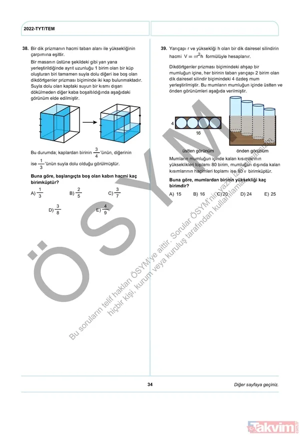 YKS TYT FUL A-B-C-D kitapçığı soru ve cevap anahtarı! 2022 YKS TYT SORU VE CEVAPLARI PDF İNDİR! osym.gov.tr YKS TYT Türkçe, Sosyal Bilimler, Matematik, Fen, Coğrafya, Din cevap anahtarı! - 36