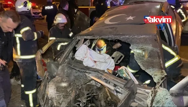 Takla atan otomobilin motoru koptu: 2 yaralı