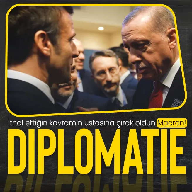 Fransa Cumhurbaşkanı Macron paylaştı: Başkan Erdoğan ile Dubaide ayaküstü Gazze diplomasisi