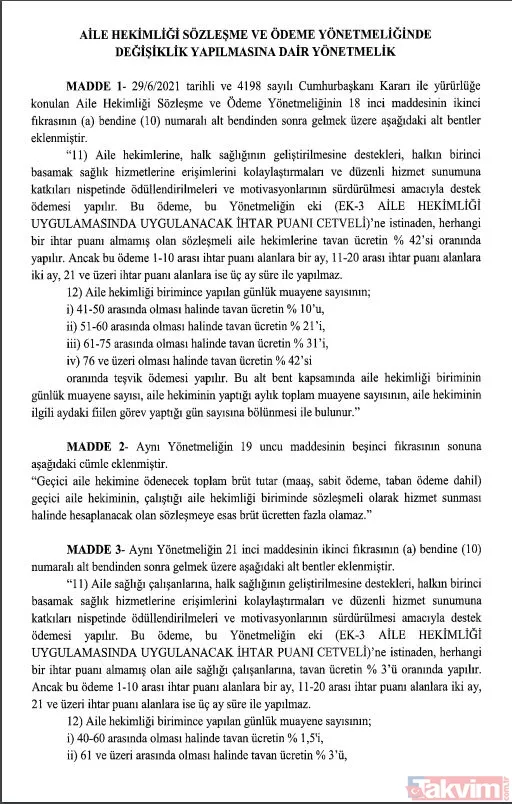 Aile hekimliği sözleşme ve ödeme yönetmeliğinde değişiklik Resmi Gazete'de yayımlandı - 2