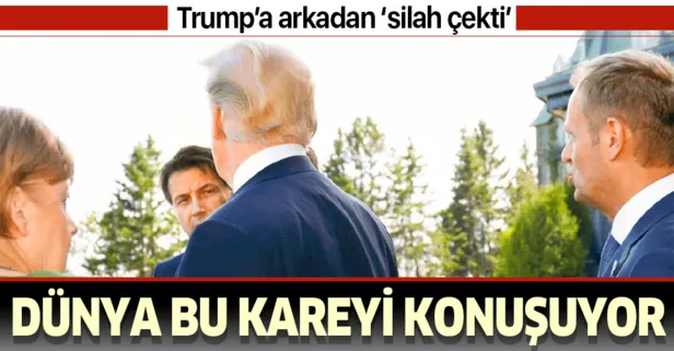 Dünya bu kareyi konuşuyor! Trump'a arkadan 'silah çekti'