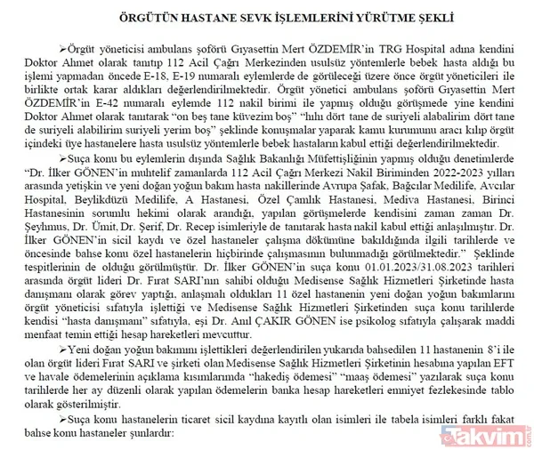 Takvim iddianameye ulaştı: İşte Yenidoğan çetesinin skandalları! Nasıl tezgah kurdular? Örgüt şeması ve gizli yazışmalar: Başımız belada - 13
