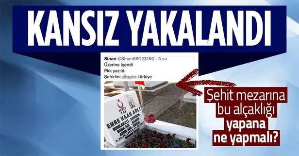 Kocaeli’de alçak saldırı! Şehit Emre Kaan Arlı’nın mezarına PKK ve işediğini yazan terörist yakalandı