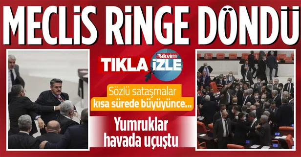 TBMM'de CHP'li ve MHP'li vekiller birbirlerine girdi yumruklar havada uçuştu!