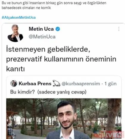 Metin Uca seviyesizlikte sınırları zorladı sosyal medyada tepki yağdı: AlçaksınMetinUca