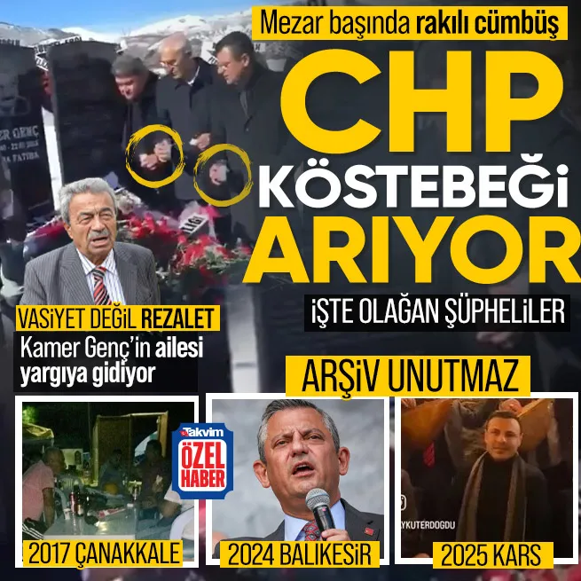 CHPden rakılı dışavurum! Kamer Gençin kabrindeki cümbüş görüntülerini kim sızdırdı? Özgür Özel ve Veli Ağbaba o ismi arıyor
