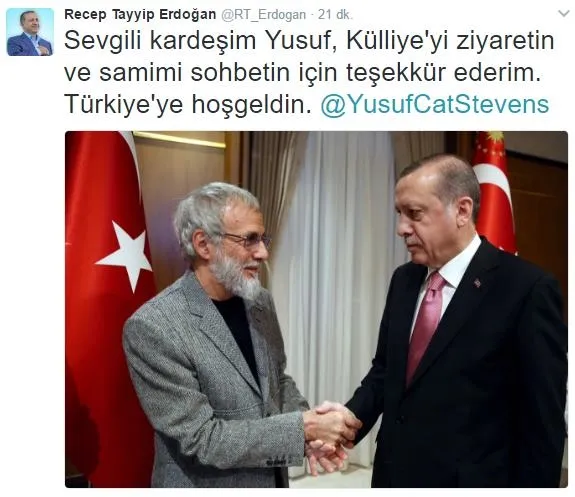 Cumhurbaşkanı Erdoğan Yusuf İslam'ı kabul etti-1