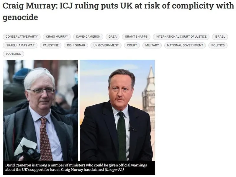 The National gazetesi:Craig Murray: UAD'nin kararı İngiltere'yi soykırıma suç ortaklığı riskiyle karşı karşıya bırakıyor