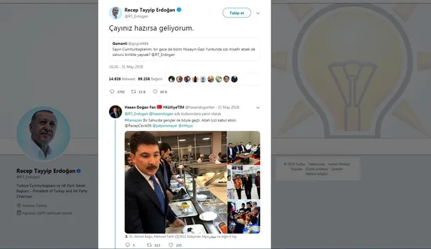 Başkan Erdoğan'ın rekor kıran tweeti: 'Çayınız hazırsa geliyorum-2