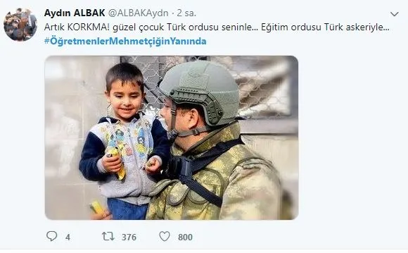 Öğretmenler Mehmetçiğin Yanında hashtag'ine destek mesajları yağdı-3