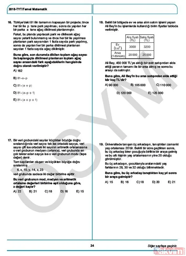 YKS çıkmış sorular ve cevaplar! 2018 YKS çıkmış sorular ve cevap anahtarı - 27