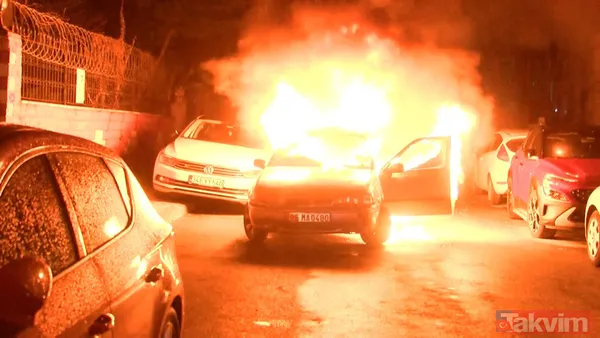 İstanbul'da korku dolu anlar! Sokak ortasında alev alev yandı: Arabasına atlayan kaçtı - 9