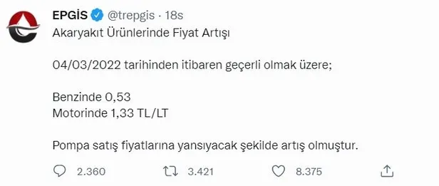 Benzine zam mı geldi? 4 Mart benzin fiyatları ne kadar? EPGİS İstanbul, Ankara, İzmir benzin, mazot, LPG fiyatları kaç lira?-2