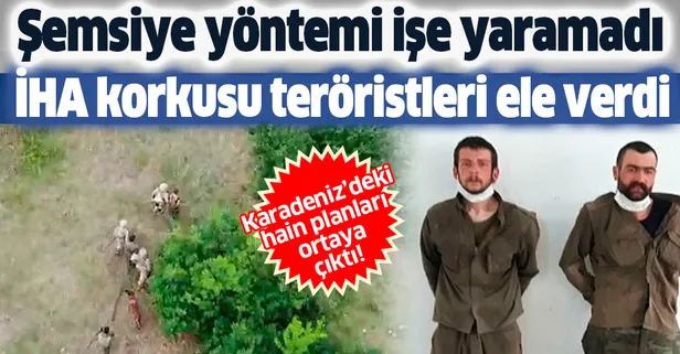 İHA korkusu hainleri ele verdi: Teröristlerin insansız hava aracından korunmak için şemsiye açtığı ortaya çıktı