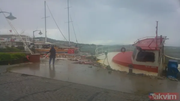 Turizm sezonu öncesi fırtına! Ayvalık'ta tekneler battı - 11