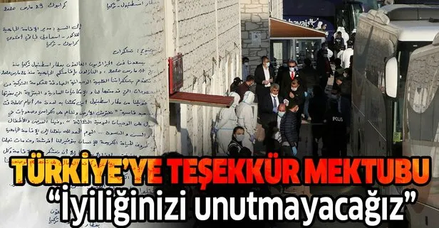 Havalimanında mahsur kalarak yurda yerleştirilen yabancılardan Türkiye’ye teşekkür mektubu