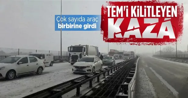 Son dakika: TEM’de kar nedeniyle zincirleme trafik kazası: Yol trafiğe kapandı