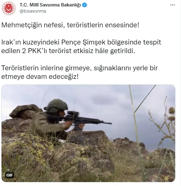 Son dakika: MSB duyurdu: 2 PKK'lı terörist daha etkisiz hale getirildi-1