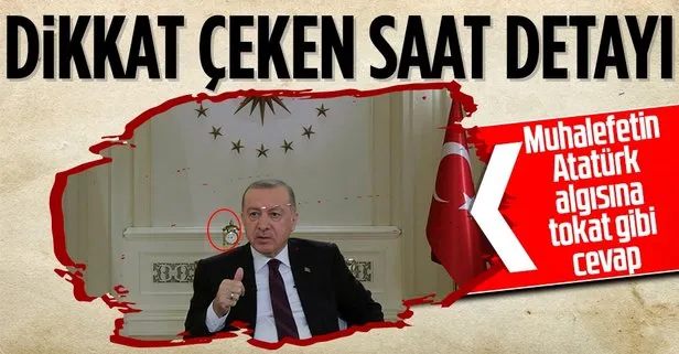 Başkan Recep Tayyip Erdoğan’ın katıldığı programda dikkat çeken 09.05’te durmuş saat detayı