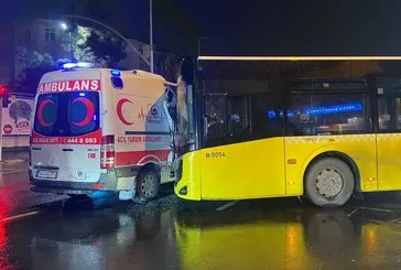 İETT otobüsü ambulansa çarptı