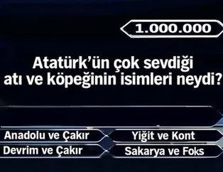 Milyoner’e damga vuran Atatürk sorusu