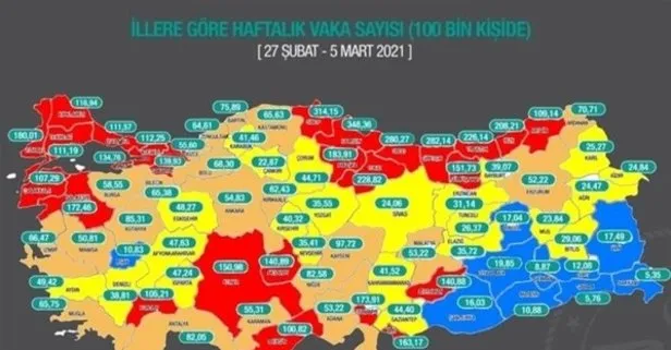 İllere göre korona risk haritası güncellendi! İstanbul Ankara İzmir Konya Sakarya hangi renk? Korona haritası değişti mi?