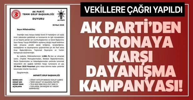 Son dakika: AK Parti’den, koronavirüse karşı Toplumsal Dayanışma ve Yardım Kampanyası
