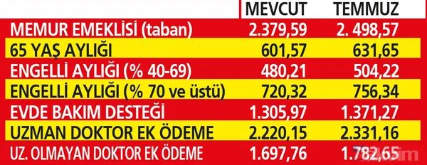 SSK ve Bağ-Kur emeklilerinin geliri Temmuz'da artacak! Memurlar ve memur emeklilerine zam oranı en az yüzde 5 - 20