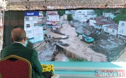 Başkan Erdoğan sel felaketinin yaşandığı Giresun’da! Bölgeyi havadan inceledi