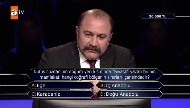 Yarışmacı cevap vermekte zorlandı, birçok kişi yanlış tahmin etti! Doğum yeri kısmında "Sivaslı" yazan biri...