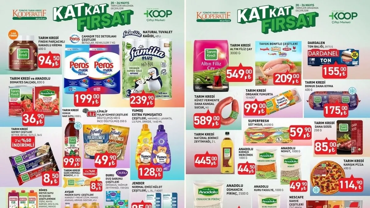 Tarım Kredi 20 - 26 Mayıs 2025 aktüel kataloğu! 27 üründe bayram gibi indirim jesti! TK Zeytinyağı 445 TL’ye düştü
