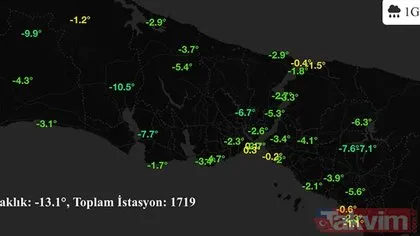 Kar yağışı sonrası İstanbul’da dikkat çeken harita! Eksi 10 derece...