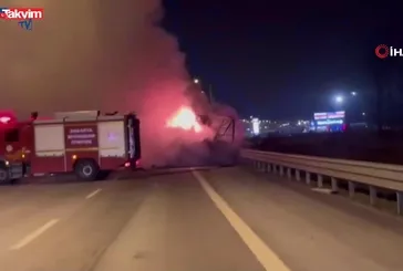 Tırın dorsesi alev alev yandı!