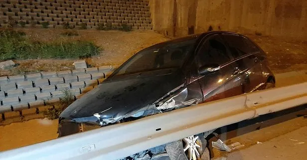 TEM feci kaza! Araç su tahliye kanalına girdi