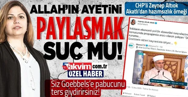 Allah’ın ayetini paylaşmak suç mu! CHP’li Zeynep Altıok Akatlı’dan skandal: Diyanet İşleri Başkanlığı’nı hedef aldı