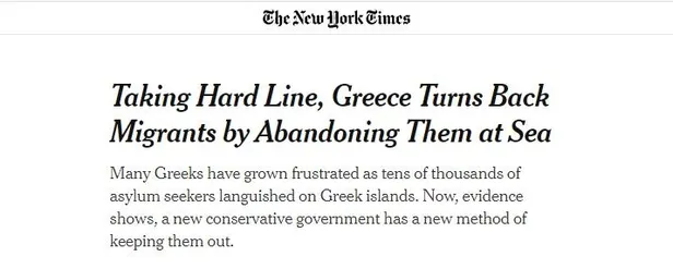 The New York Times'tan çarpıcı haber! Yunanistan göçmenleri denizde ölüme terk ediyor-1