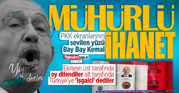 PKK kanalında 'evet' mühürlü Kılıçdaroğlu yayınları! Ekranın üst tarafında oy dilendiler alt tarafında Türkiye'ye 'işgalci' dediler