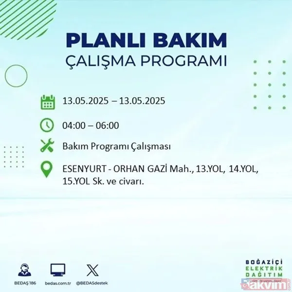 BEDAŞ duyurdu: 13 Mayıs Salı İstanbul'un 24 ilçesinde elektrikler kesilecek - 48