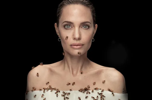 Angelina Jolie arılarla kamera karşısına geçti! 18 dakika boyunca üzerinde arılar gezdi...