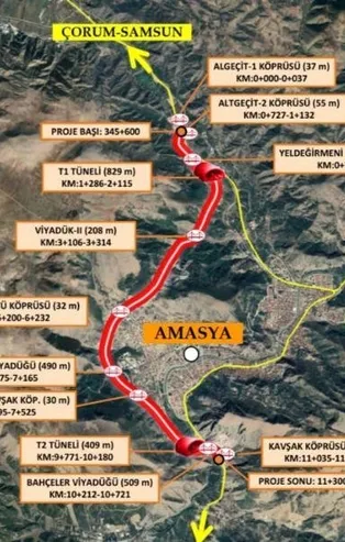 Amasya Çevre Yolu Başkan Erdoğan'ın katılımıyla açılacak! O mesafe 7 dakikaya düşüyor